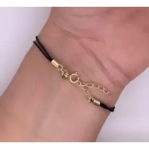Vergoldetes Armband Schwarze Saite HEART in CIRCLE SBZ22 | ergold