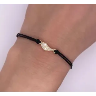 Vergoldetes Armband Schwarze Saite FEATHER SBZ18 | ergold