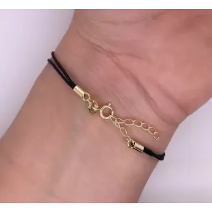 Vergoldetes Armband Schwarze Saite FEATHER SBZ18 | ergold