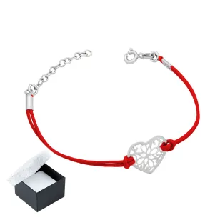 Durchbrochenes Herzarmband rote Saite SBS22 | ergold