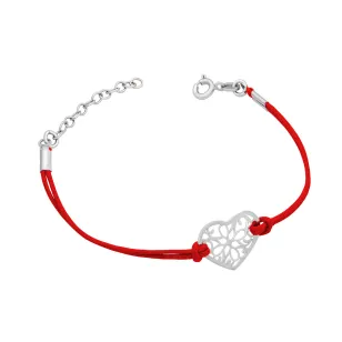 Durchbrochenes Herzarmband rote Saite SBS22 | ergold