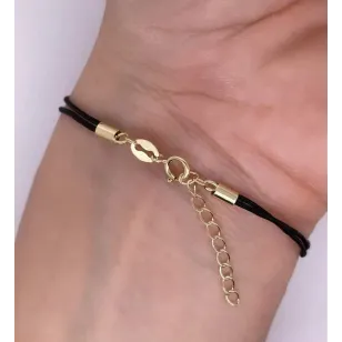 Vergoldetes Armband Schwarze Saite HEART Strasssteine SBZ27 | ergold