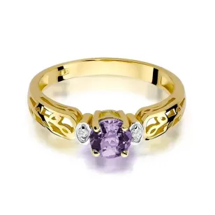 Złoty Pierścionek 585 z diamentem ametyst 0,50ct