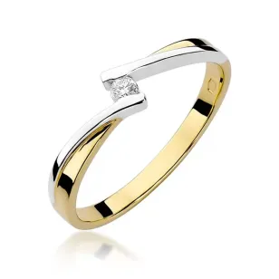 Złoty Pierścionek 585 z diamentem brylant 0,04ct