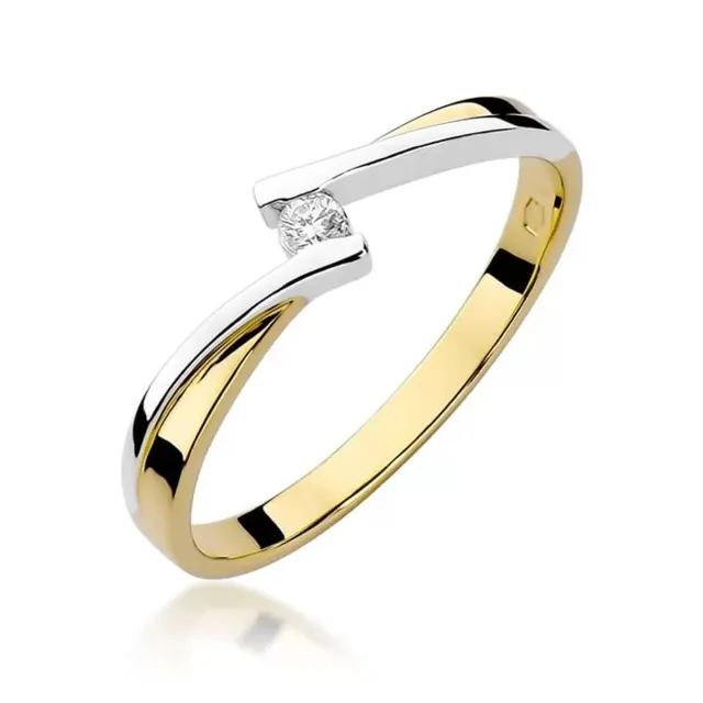Złoty Pierścionek 585 z diamentem brylant 0,04ct