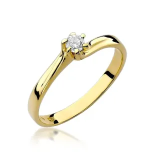 Złoty Pierścionek 585 z diamentem brylant 0,10ct