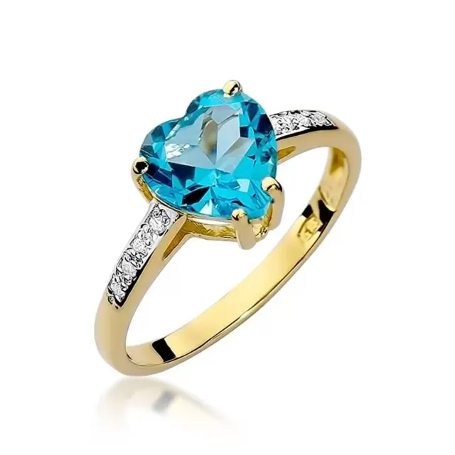 Złoty Pierścionek 585 z diamentem topaz 1,20ct