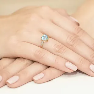 Złoty Pierścionek 585 z diamentem topaz 1,20ct