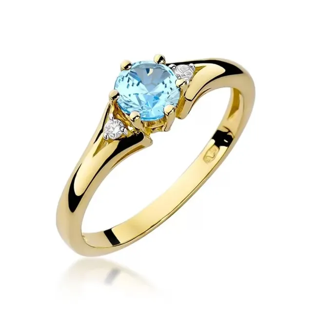 Złoty Pierścionek 585 z diamentem topaz 0,50ct