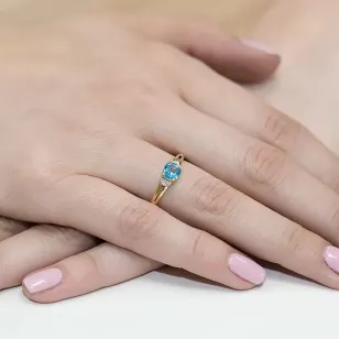 Złoty Pierścionek 585 z diamentem topaz 0,70ct