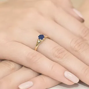 Złoty Pierścionek 585 z diamentem szafir 0,50ct