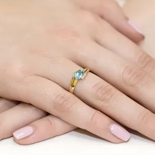 Złoty Pierścionek 585 z diamentem topaz 0,50ct