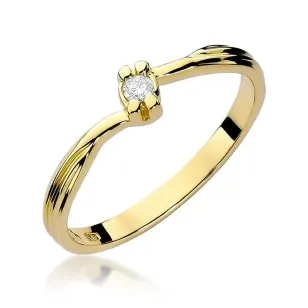 Złoty Pierścionek 585 z diamentem brylant 0,04ct