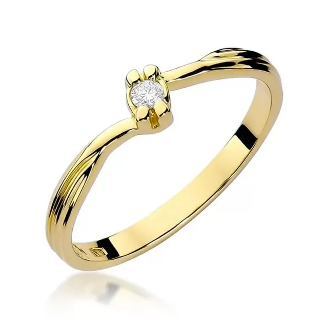 Złoty Pierścionek 585 z diamentem brylant 0,04ct