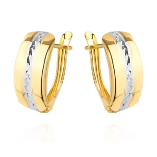 ⭐ Goldene Diamantohrringe in der Mitte zwei Farben von Gold abgerundet Ergold ♥