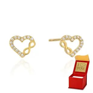⭐ Ohrringe goldenes Herz unendlich und Strasssteine ♥ Ergold