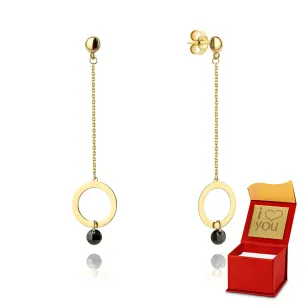 ⭐ Ohrringe Goldring an einer Kette und schwarzer Stein ♥ Ergold