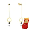 ⭐ Ohrringe Goldring an einer Kette und schwarzer Stein ♥ Ergold