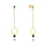 ⭐ Ohrringe Goldring an einer Kette und schwarzer Stein ♥ Ergold