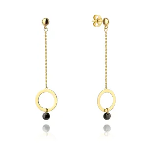 ⭐ Ohrringe Goldring an einer Kette und schwarzer Stein ♥ Ergold