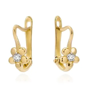 ⭐ Ohrringe goldene Blume mit weißem Zirkonia in der Mitte ♥ der Ergold
