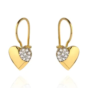 ⭐ Ohrringe goldenes volles Herz mit einem Teil zirkonoxid ♥ Ergold