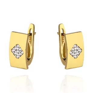 ⭐ Ohrringe goldenes Quadrat aus Strassstein in einem goldenen Rechteck ♥ Ergold