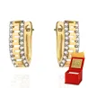 ⭐ Ohrringe goldenes Rechteck mit Muster und entlang des ♥ Strasssteins Ergold