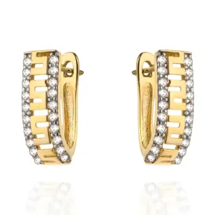 ⭐ Ohrringe goldenes Rechteck mit Muster und entlang des ♥ Strasssteins Ergold