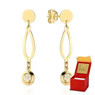 ⭐ Ohrringe wellenförmig oval und Strasssteine umgeben von goldenen ♥ Ergold