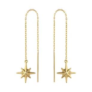 Kolczyki przewlekane złota gwiazda polarna