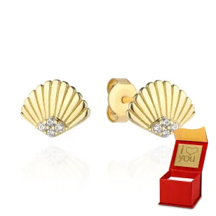⭐ Ohrringe goldene Jakobsmuscheln mit Strasssteinen ♥ Ergold