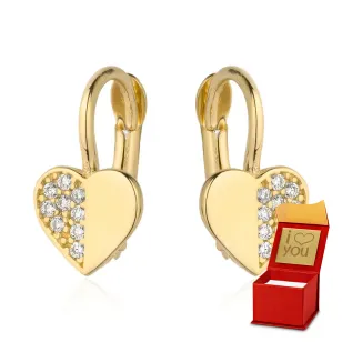 ⭐ Ohrringe goldenes Herz halb glatt halb Zirkonoxid ♥ Ergold