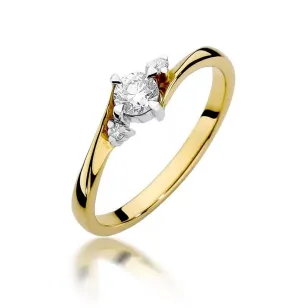 Złoty Pierścionek 585 z diamentem brylant 0,28ct