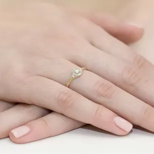 Złoty Pierścionek 585 z diamentem brylant 0,17ct
