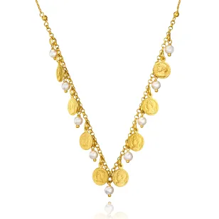 Srebrny naszyjnik pozłacany 18k złotem Gold monety