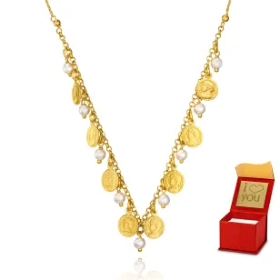 Srebrny naszyjnik pozłacany 18k złotem Gold monety