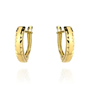 ⭐ Kolczyki złote diamentowane na obu brzegach szer. 4 mm ♥ Ergold
