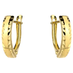 ⭐ Kolczyki złote diamentowane na obu brzegach szer. 4 mm ♥ Ergold