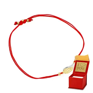 ⭐ Flügelarmband mit Strasssteinen an einer roten Schnur ♥ Ergold