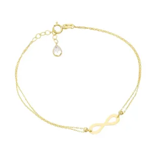⭐ Infinity-Goldarmband, zwei Diamantkugeln an einer ♥ Doppelkette Ergold