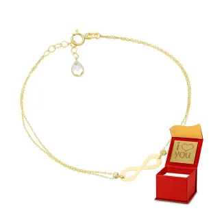 ⭐ Infinity-Goldarmband, zwei Diamantkugeln an einer ♥ Doppelkette Ergold