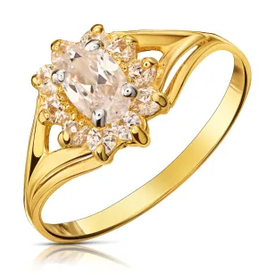 Modischer Goldring mit Strass markisenMuster 585 P2.982P | ergold