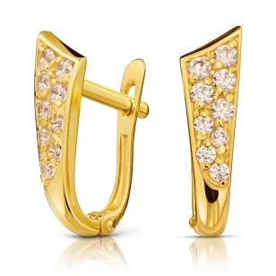 SCHÖNE GOLDENE OHRRINGE Dreiecke mit Strasssteinen K1.235 | ergold