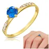 Goldener Ring Zirconie Only Ein blauer Stein 585 | ergold