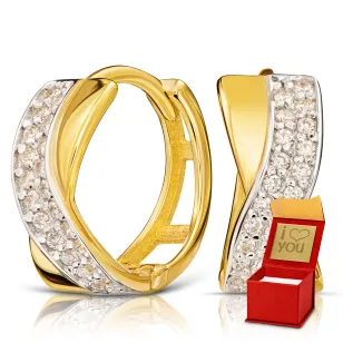 Goldene Wellenohrringe Zirkone 585 K3.2386P| ergold
