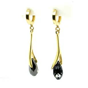 Złote kolczyki Swarovski Crystal wiszące kryształy próba 585