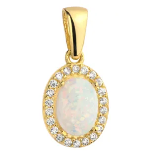 ⭐ Zawieszka złoty opal owalny otoczony cyrkoniami ♥ Ergold