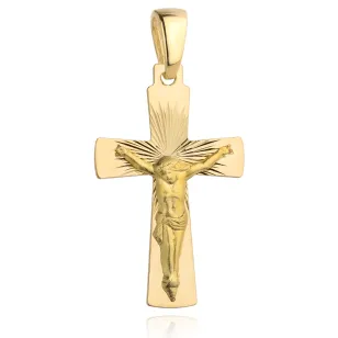 ⭐ Złoty krzyżyk Jezusa ukrzyżowanego w diamentowanej oprawie ♥ Ergold