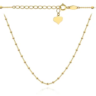 ⭐ Naszyjnik złoty z diamentowanymi kuleczkami i serce 42+3cm ♥ Ergold